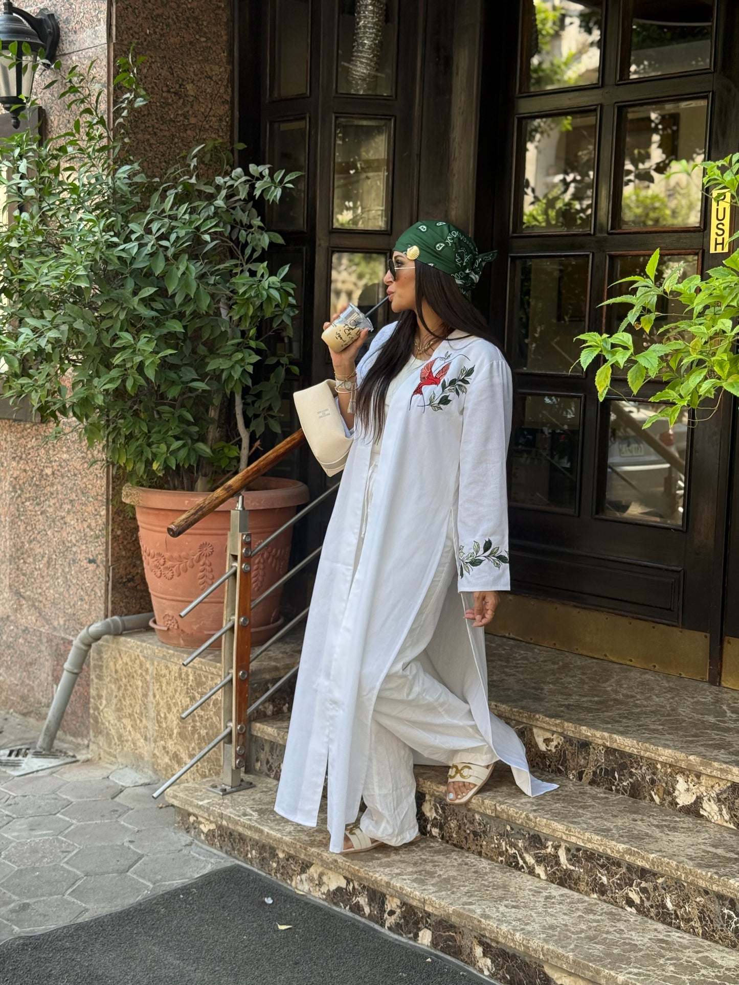 Bird embroidery kimono