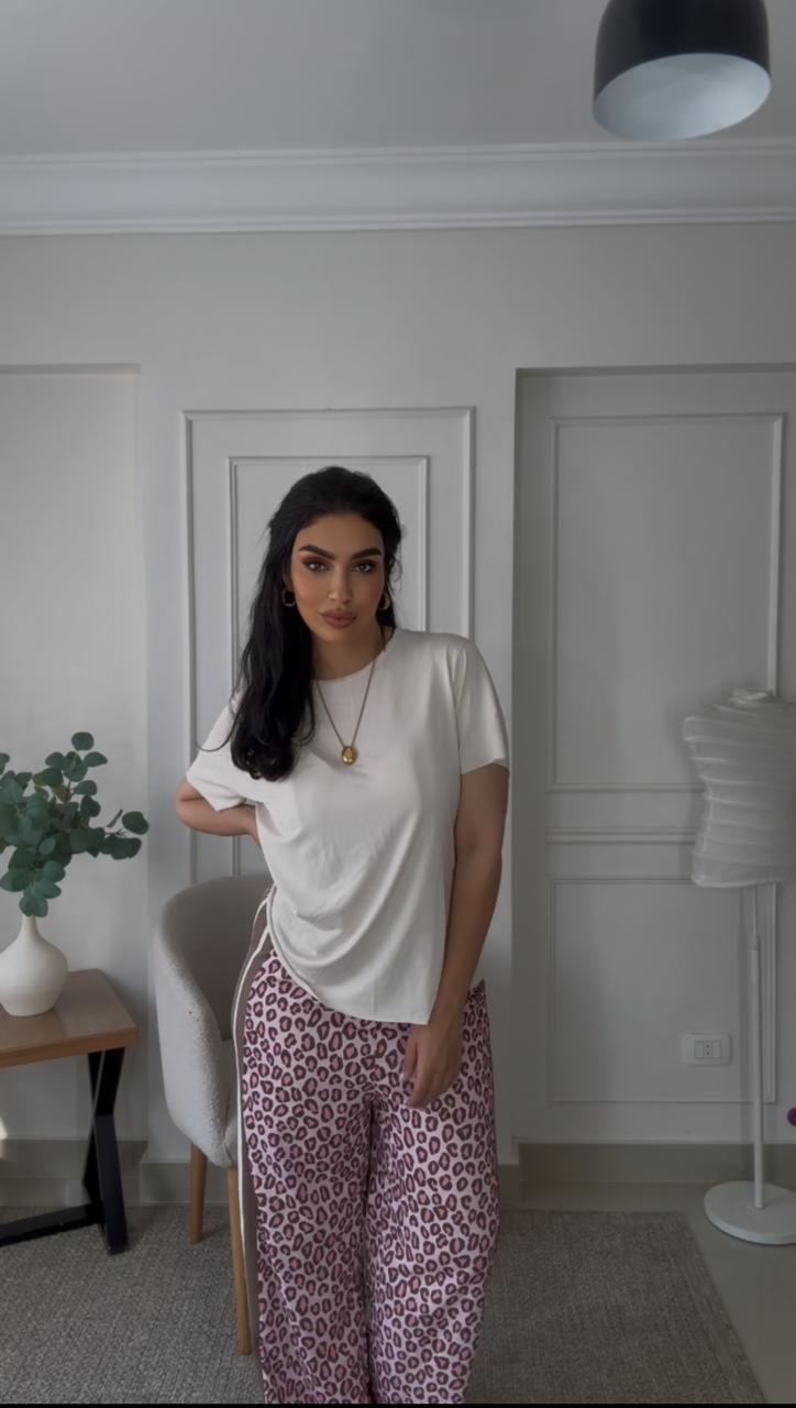 Pink tiger pants with caffe sides
