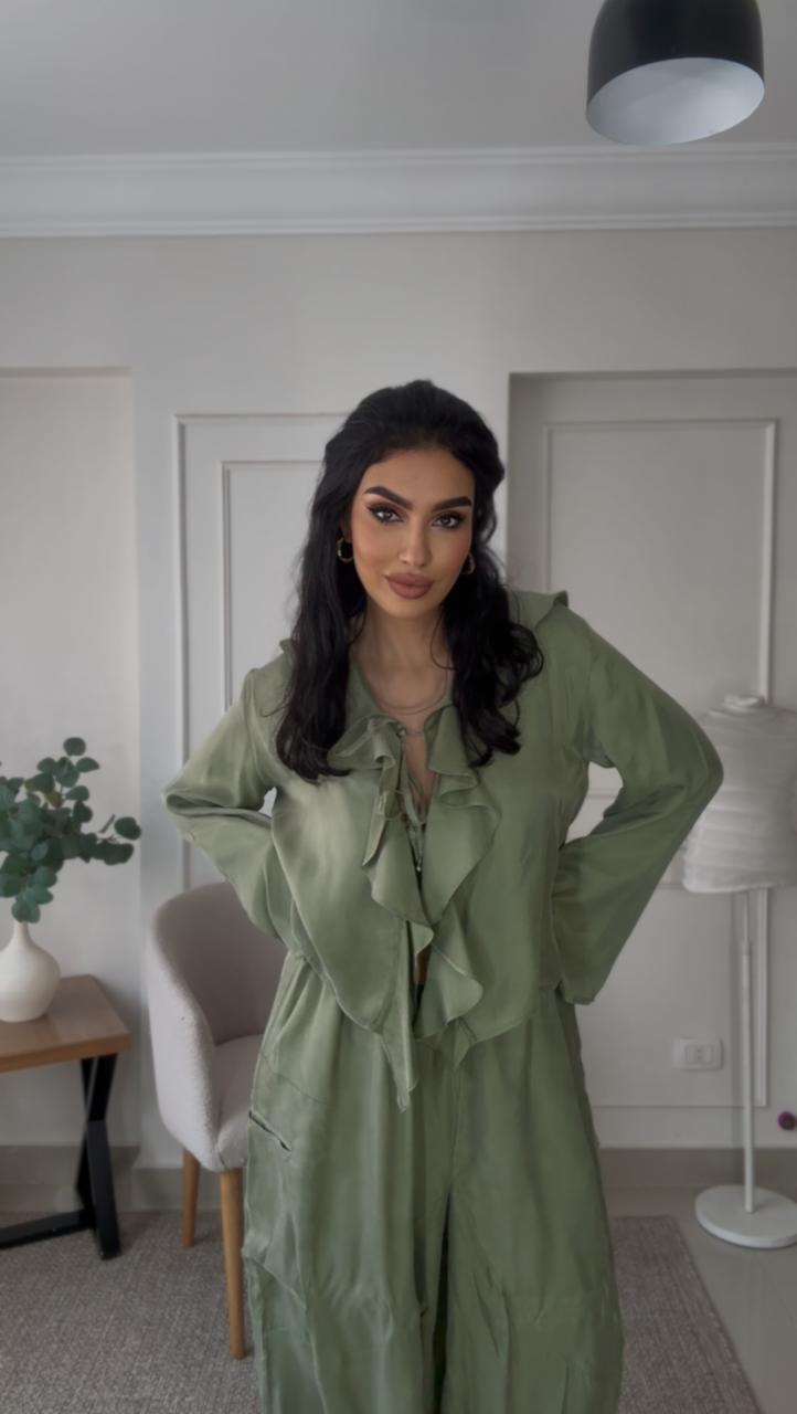 Mint ruffled sherwal set