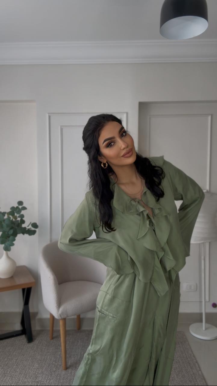 Mint ruffled sherwal set