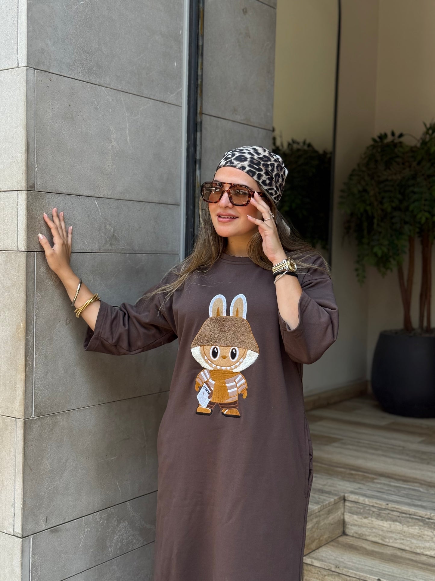 Labubu coffee shirt dress