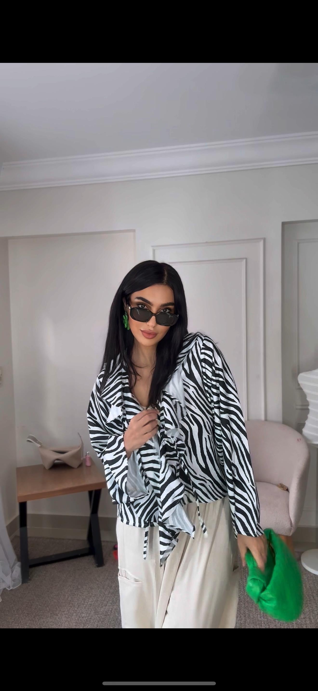Zebra Ruffled Blouse