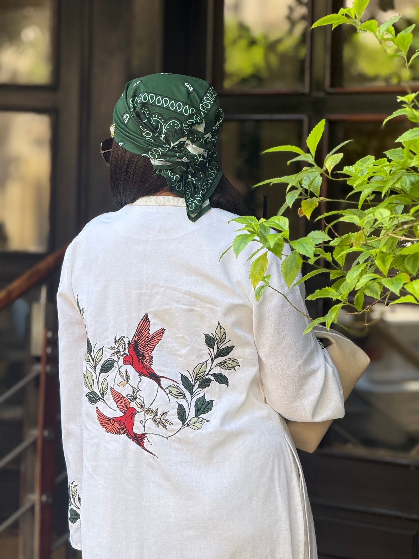 Bird embroidery kimono