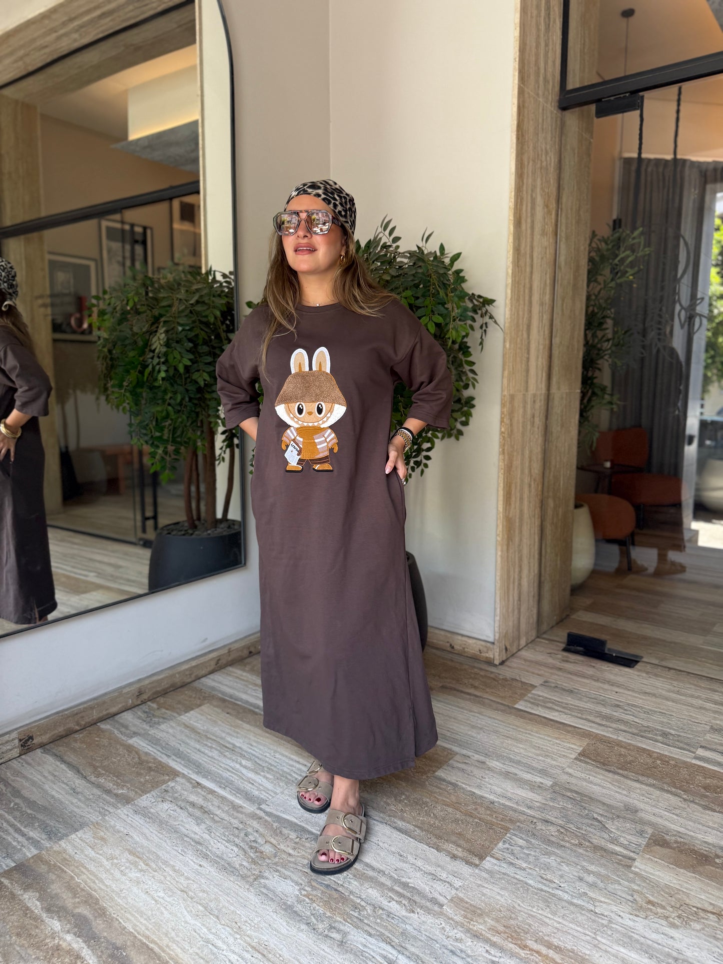 Labubu coffee shirt dress