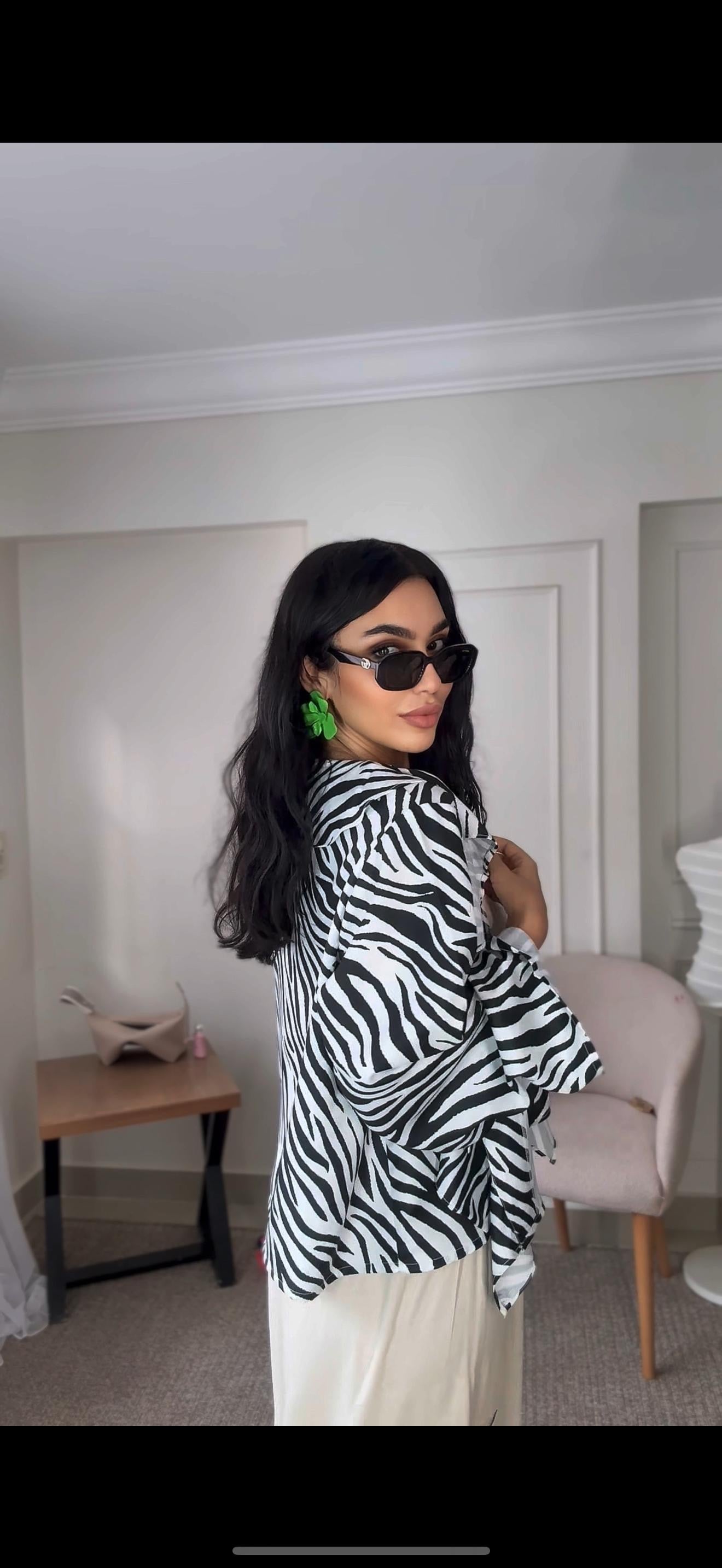 Zebra Ruffled Blouse