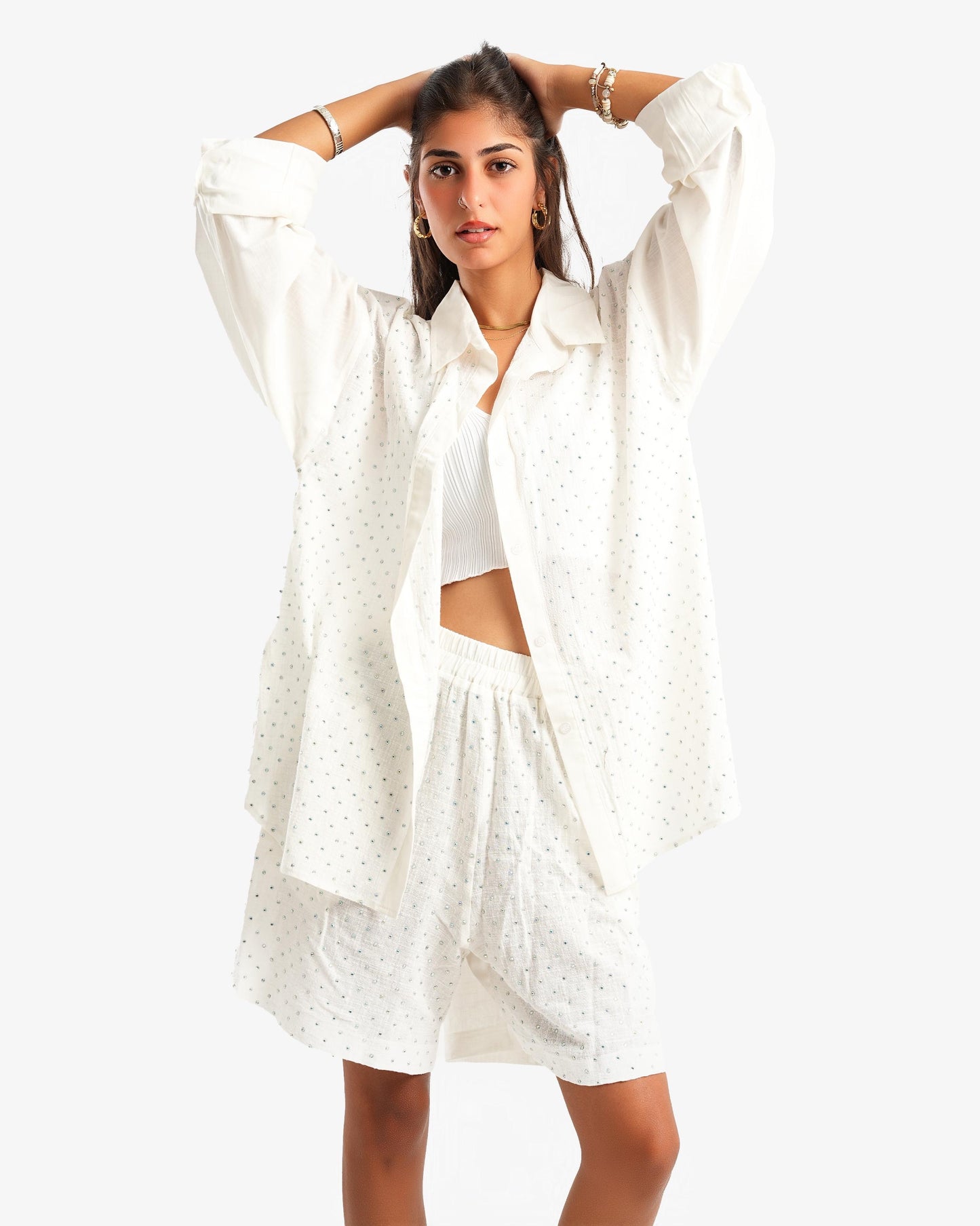 Studded linen shirt
