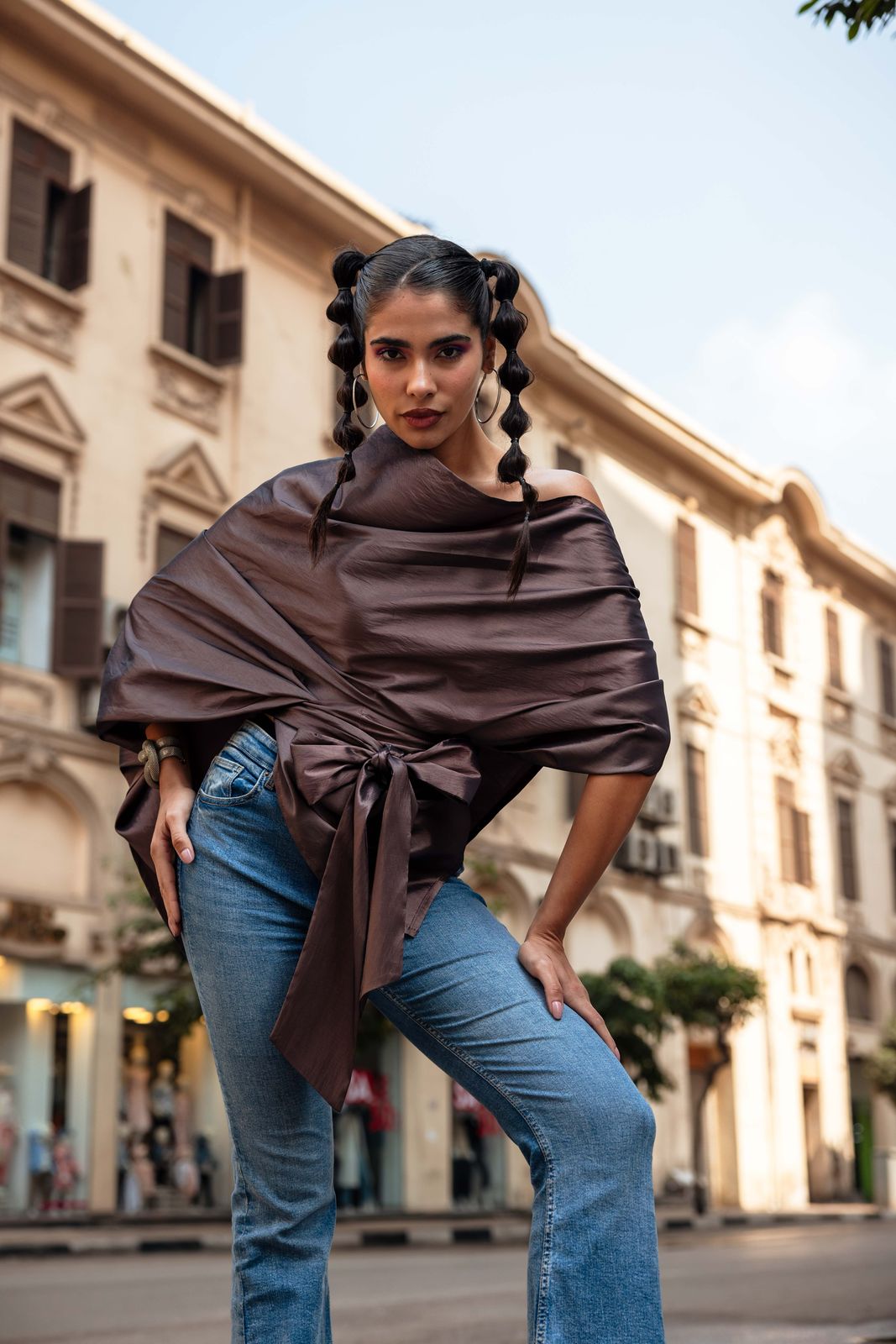 Tafetah one shoulder blouse