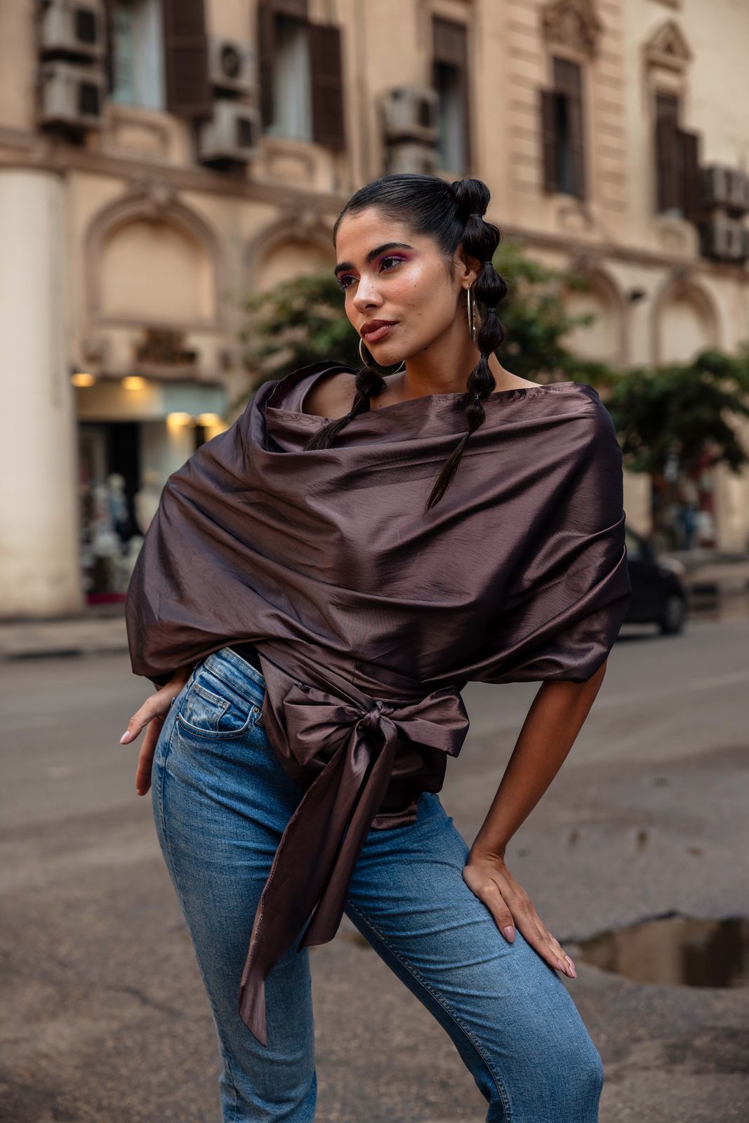 Tafetah one shoulder blouse