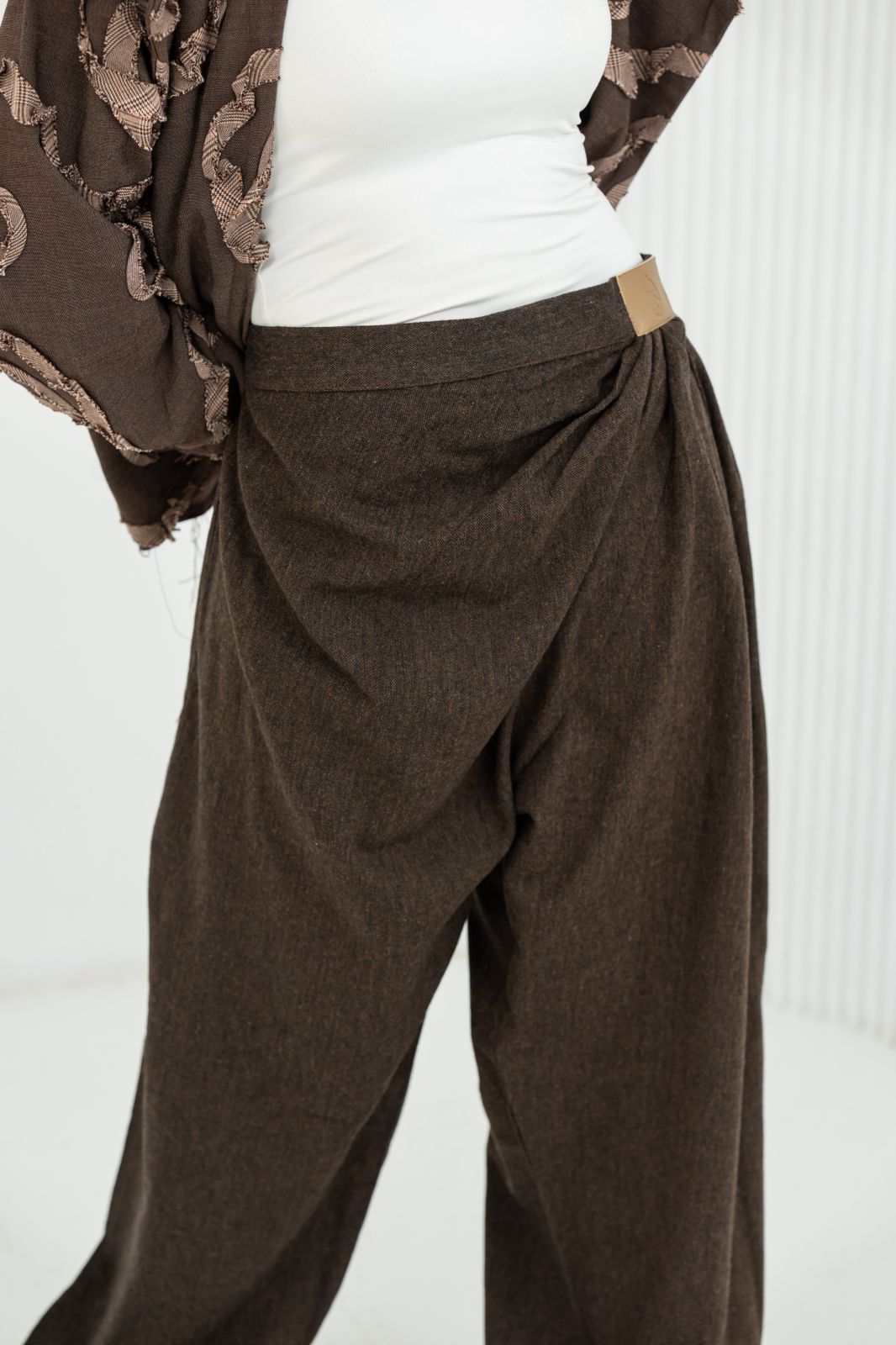 Side drapped pants