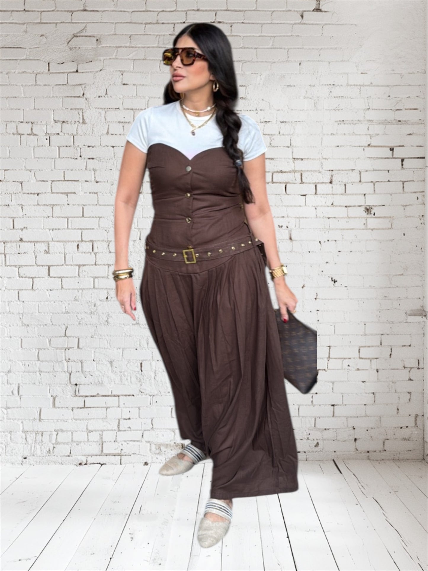 Chocolate jumpsuit dress