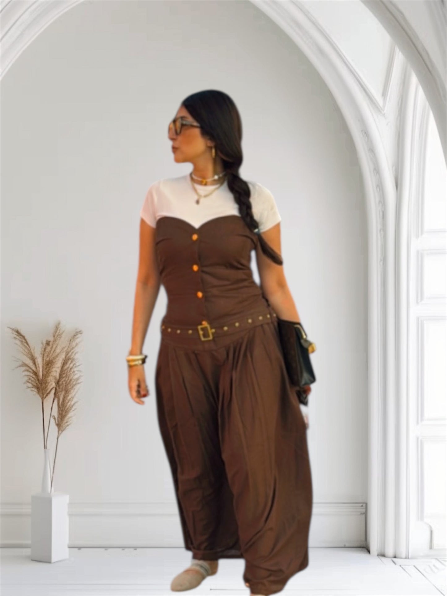 Chocolate jumpsuit dress