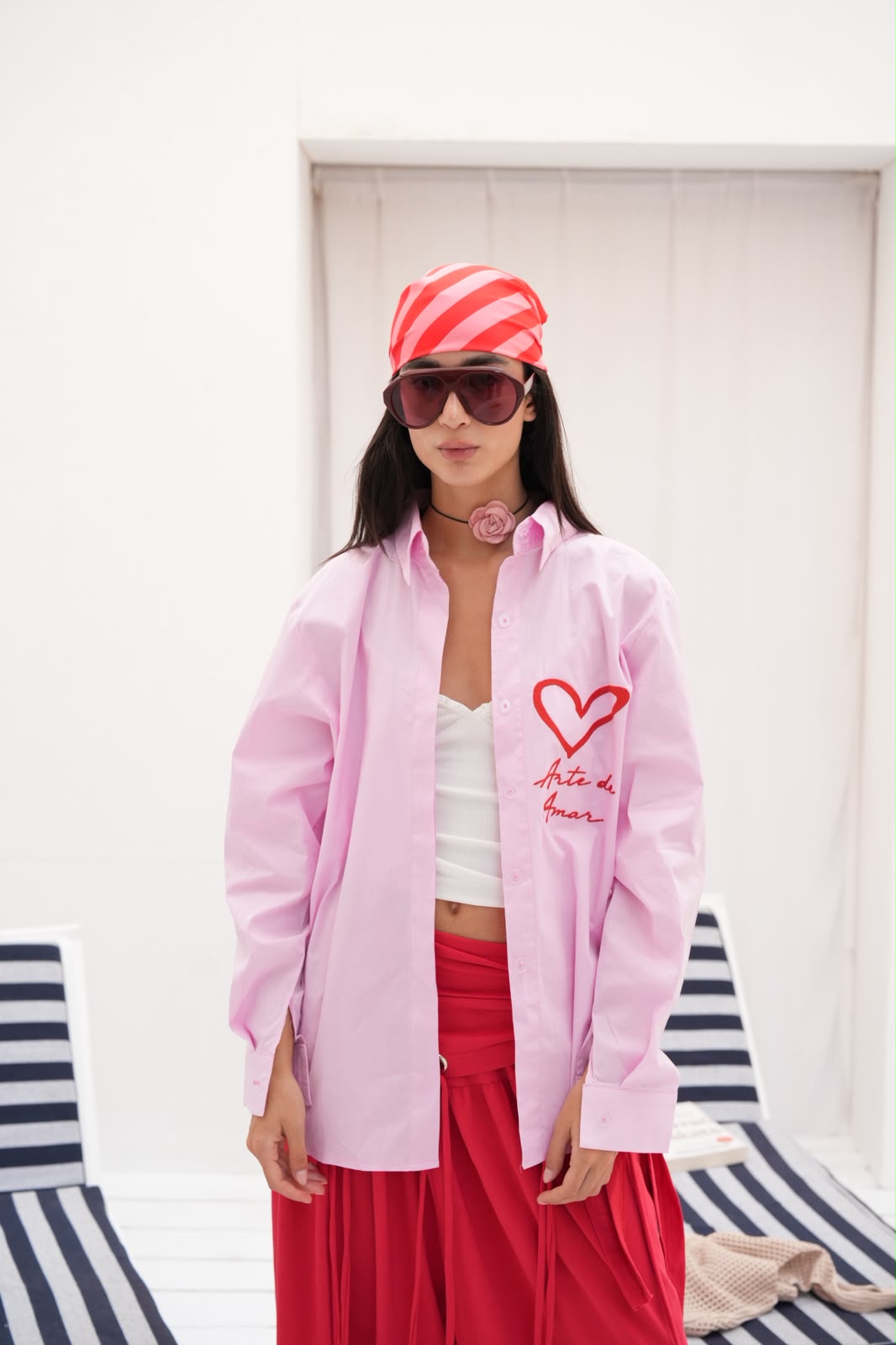Pink embroidered Amor shirt