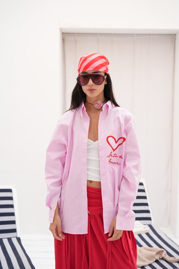 Pink embroidered Amor shirt