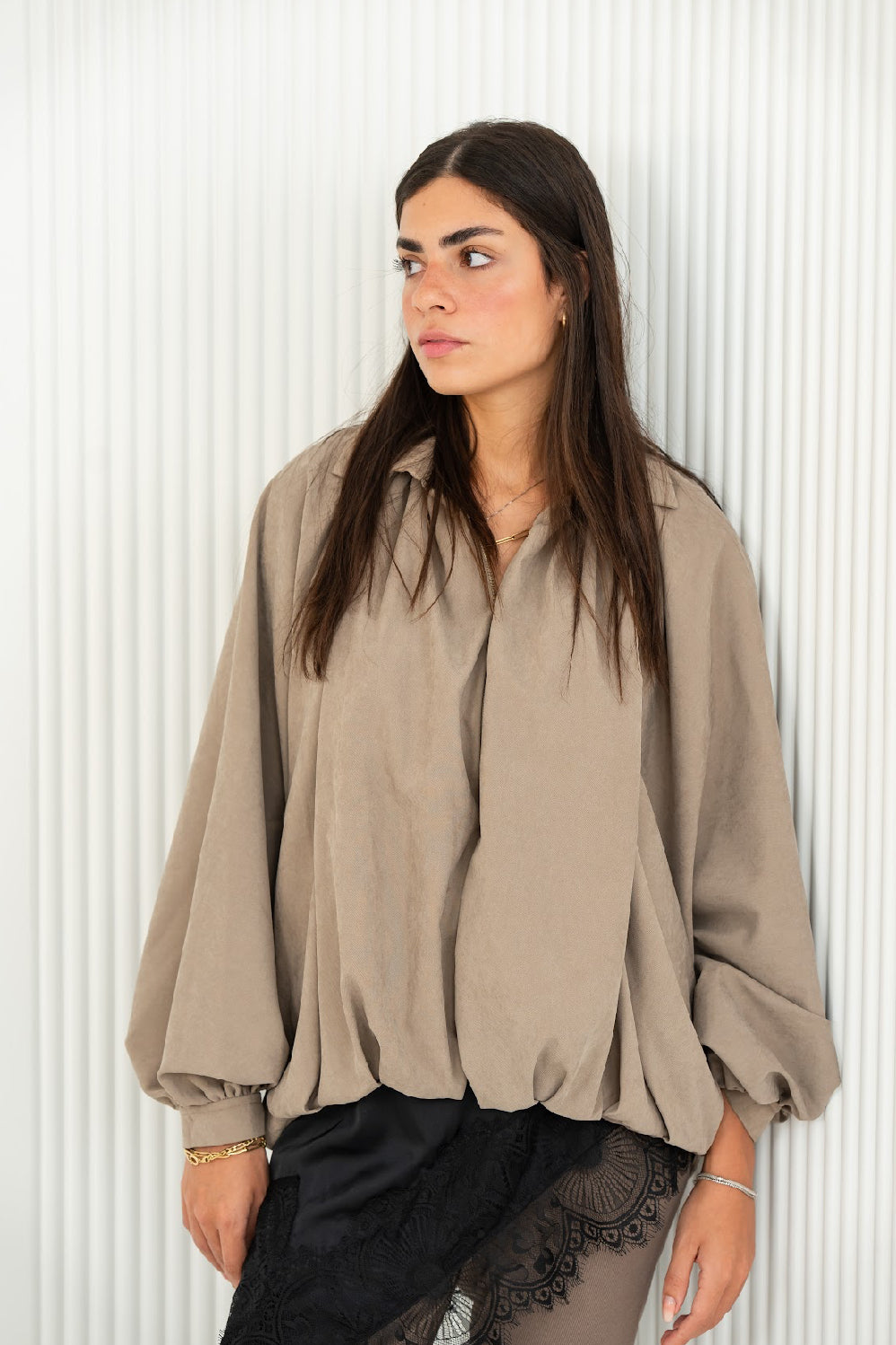 Fleuri Greige Zipper Jacket