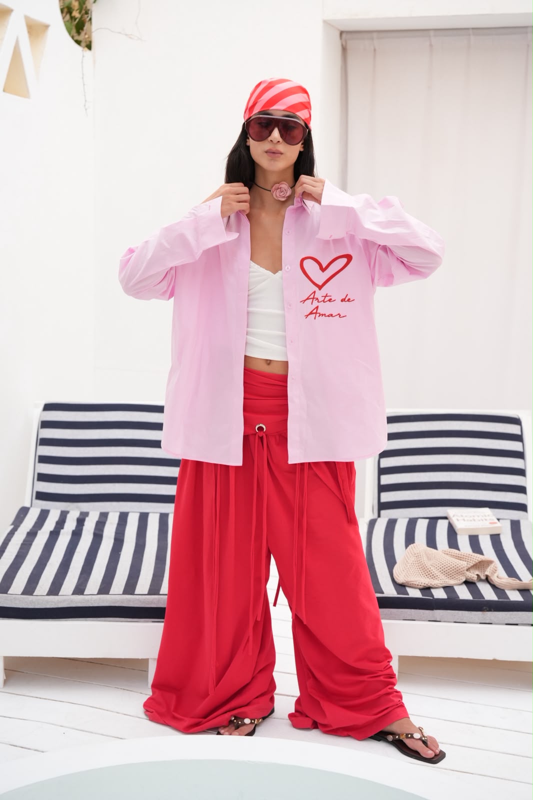 Pink embroidered Amor shirt