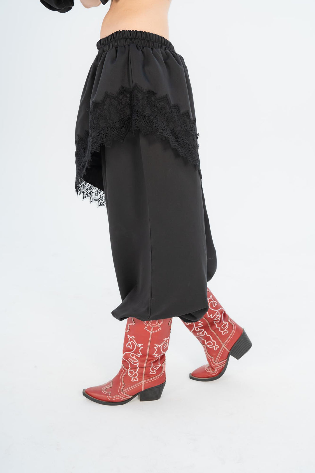 Black layover lace pants