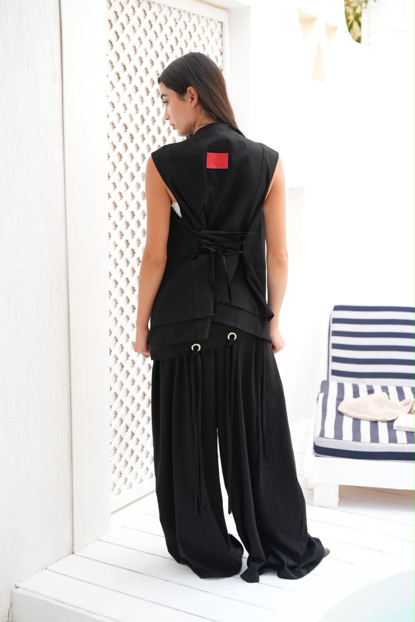 Riviera black gabardeen vest