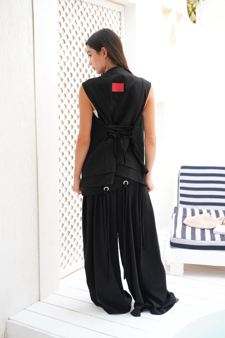 Riviera black gabardeen vest