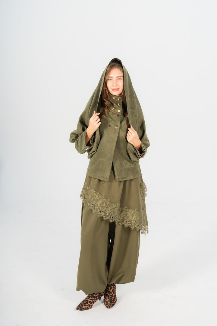 Olive milan draped jacket