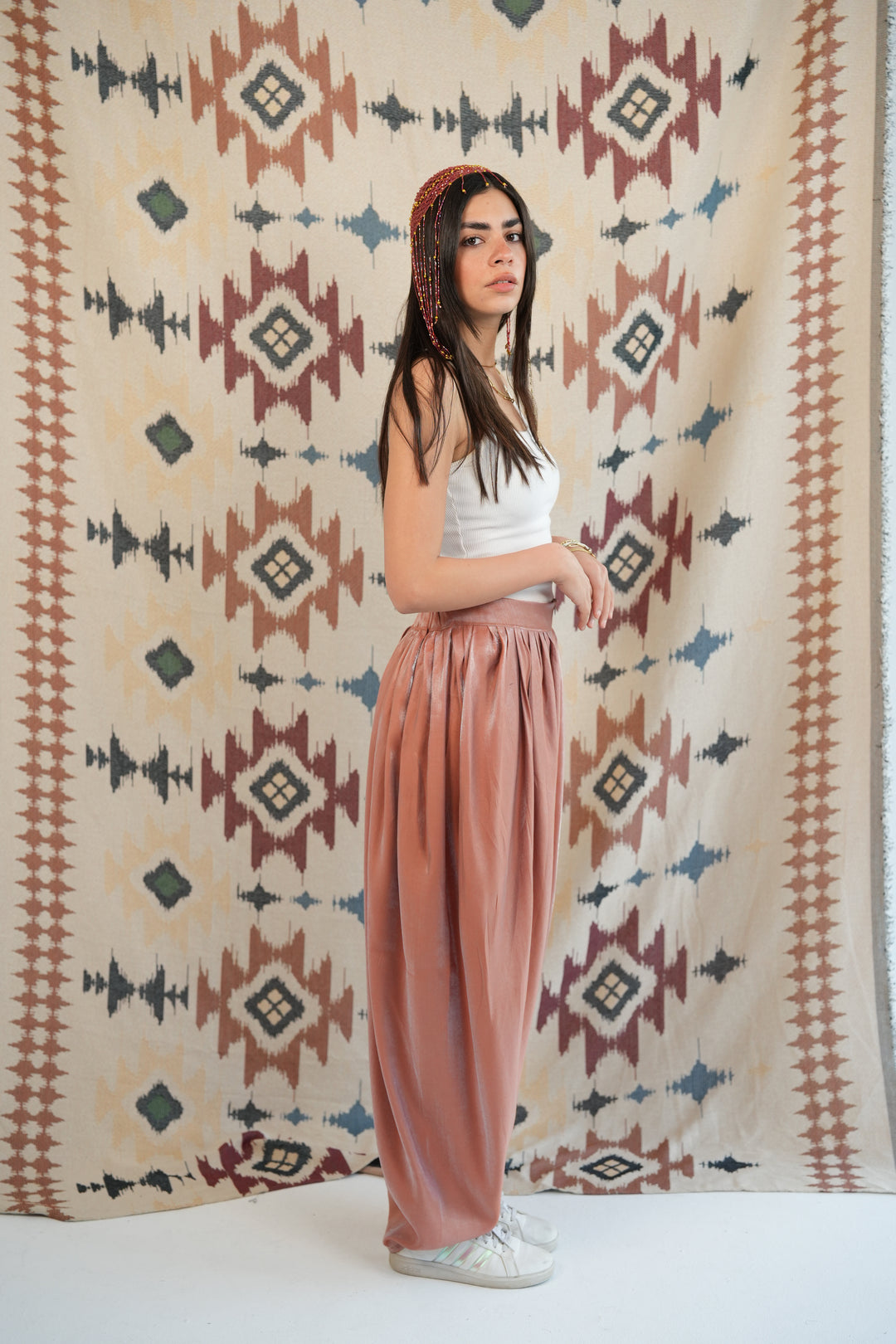 Peach silk sherwal