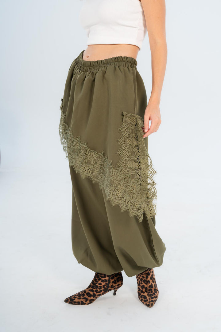 Olive layover lace pants