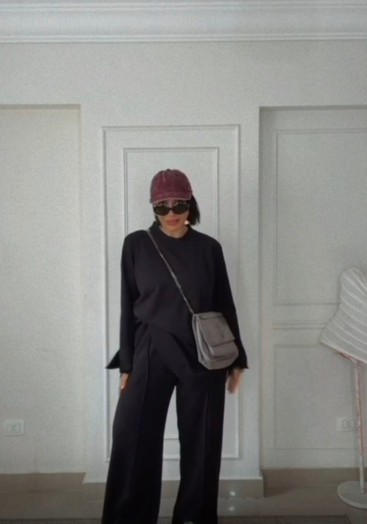 Black  Comfy Set with lace cuffs