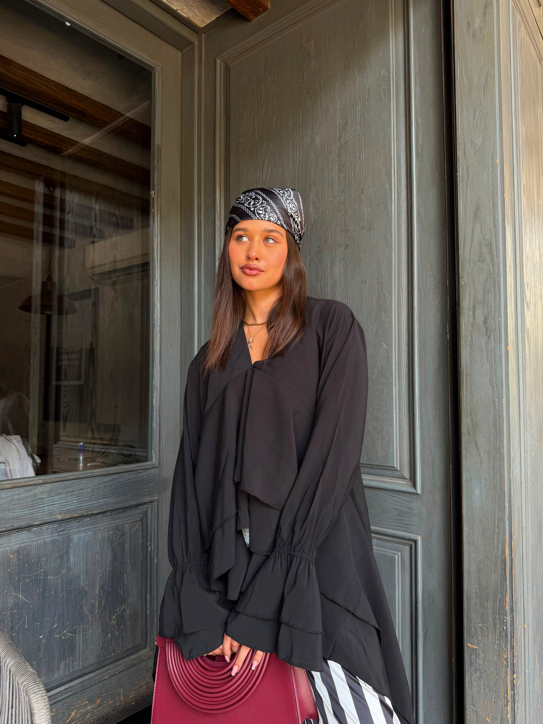 BLACK DRAPE BLOUSE