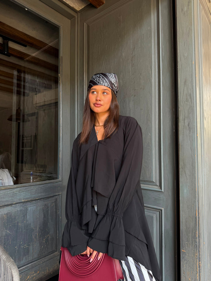 BLACK DRAPE BLOUSE