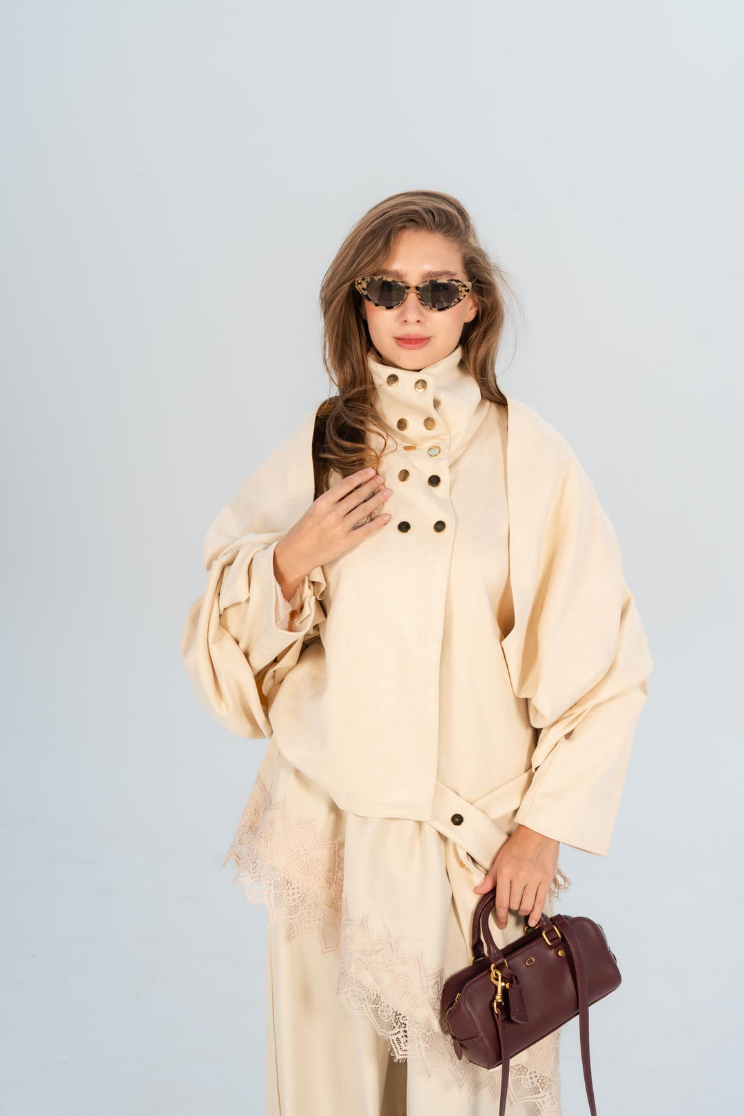 Creme milan draped jacket