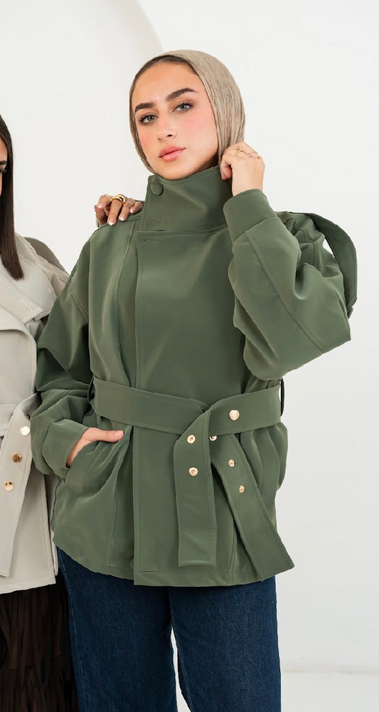 Elara Olive Leather Jacket