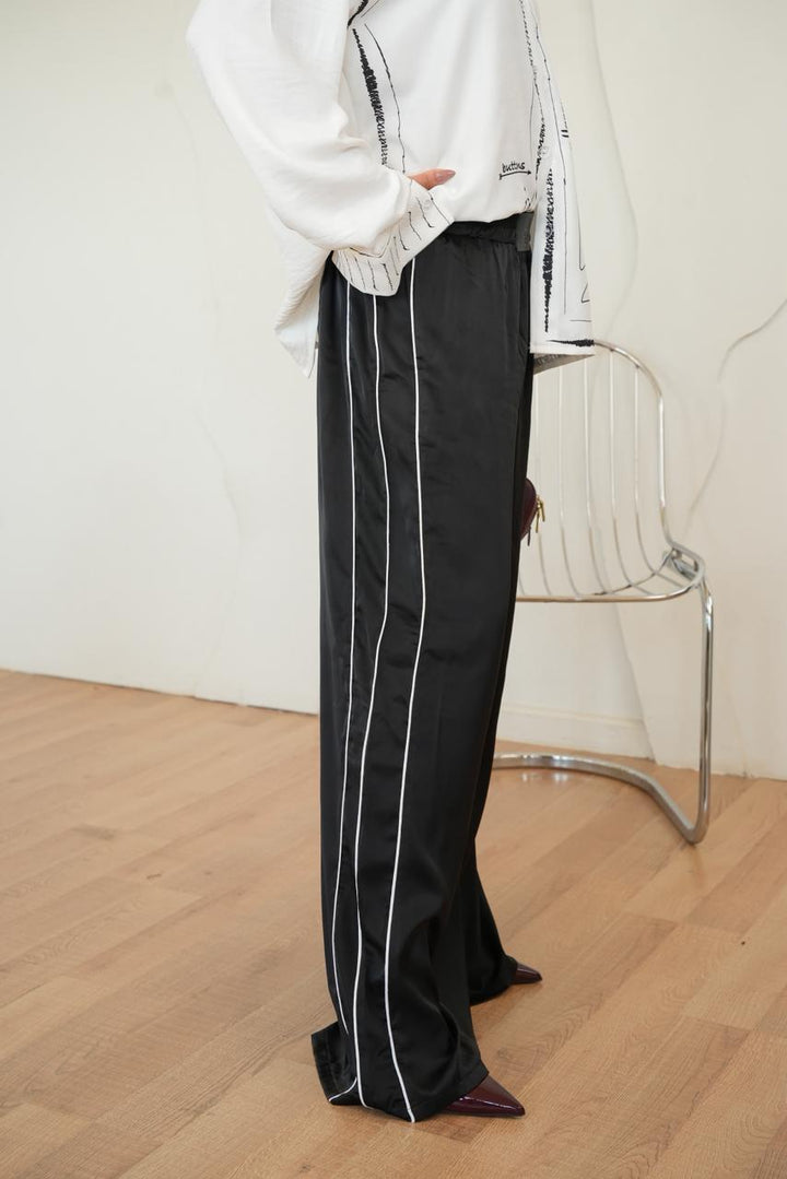 Black Vela satin pants
