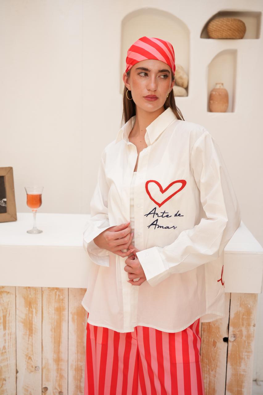 White embroidered Amor shirt