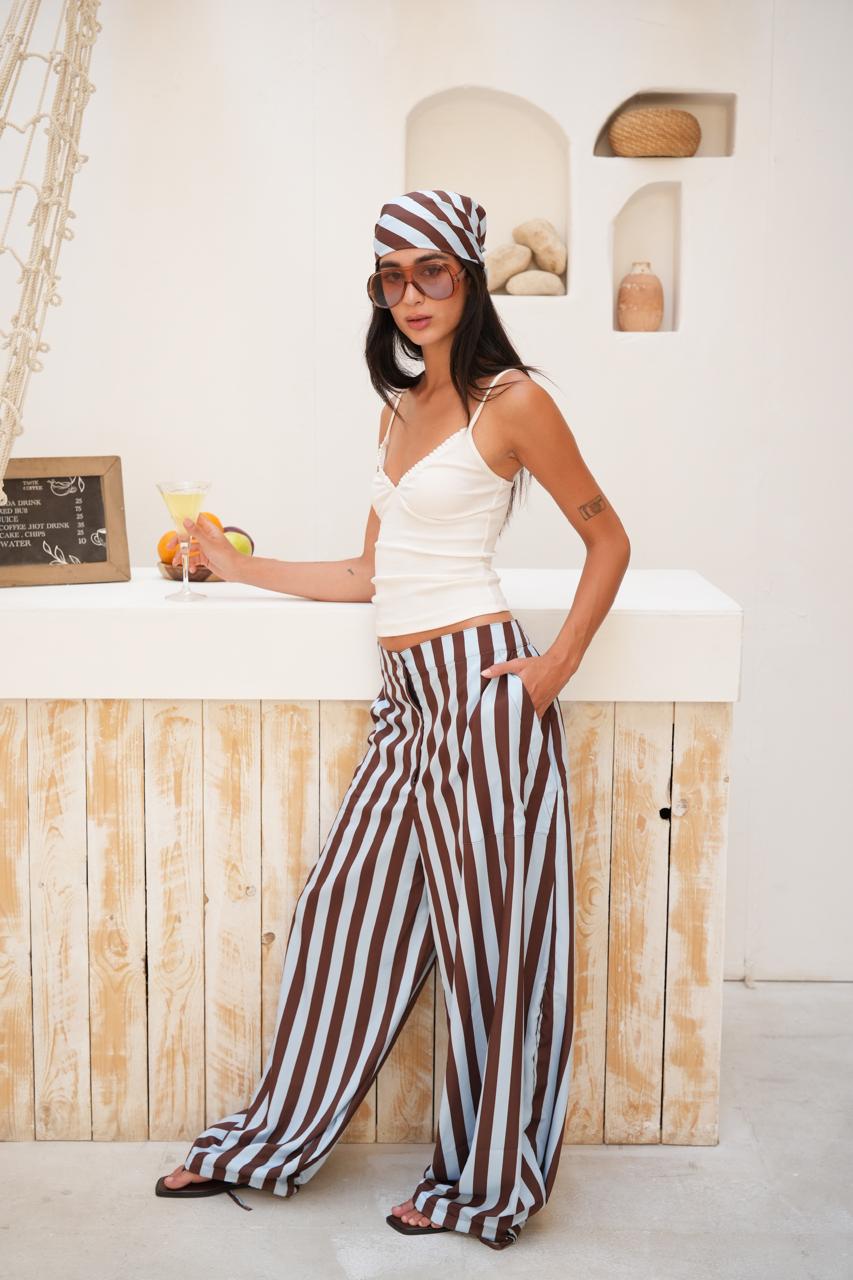 Capri stripe pants ( BLUE* BROWN)