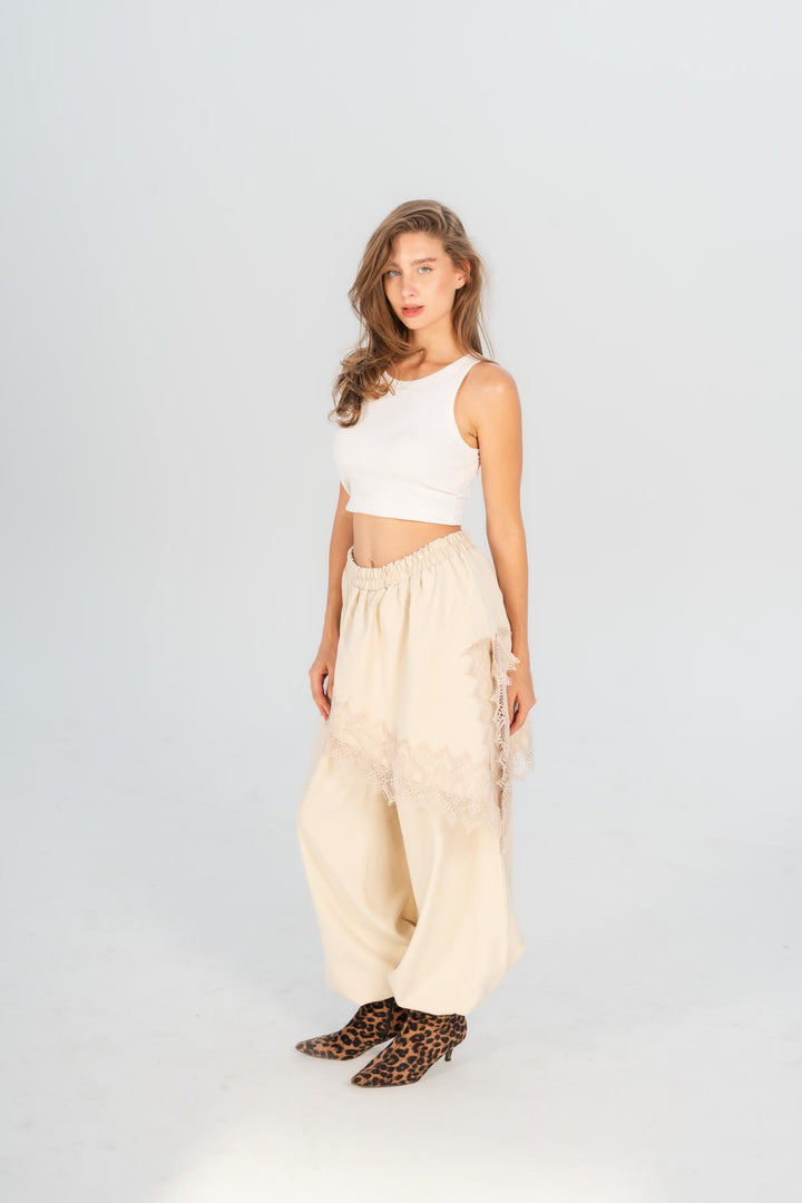 Layover lace pants