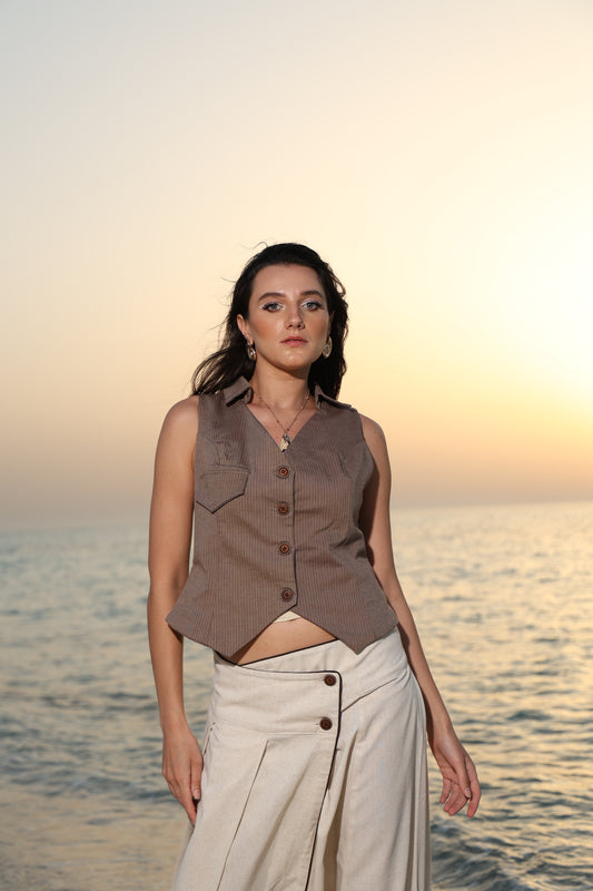 Brown cropped vest