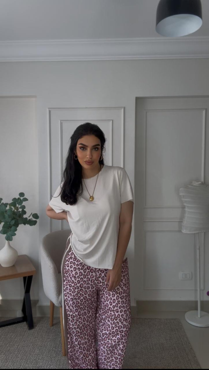 Pink tiger pants with caffe sides