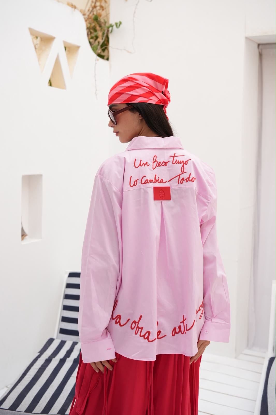 Pink embroidered Amor shirt