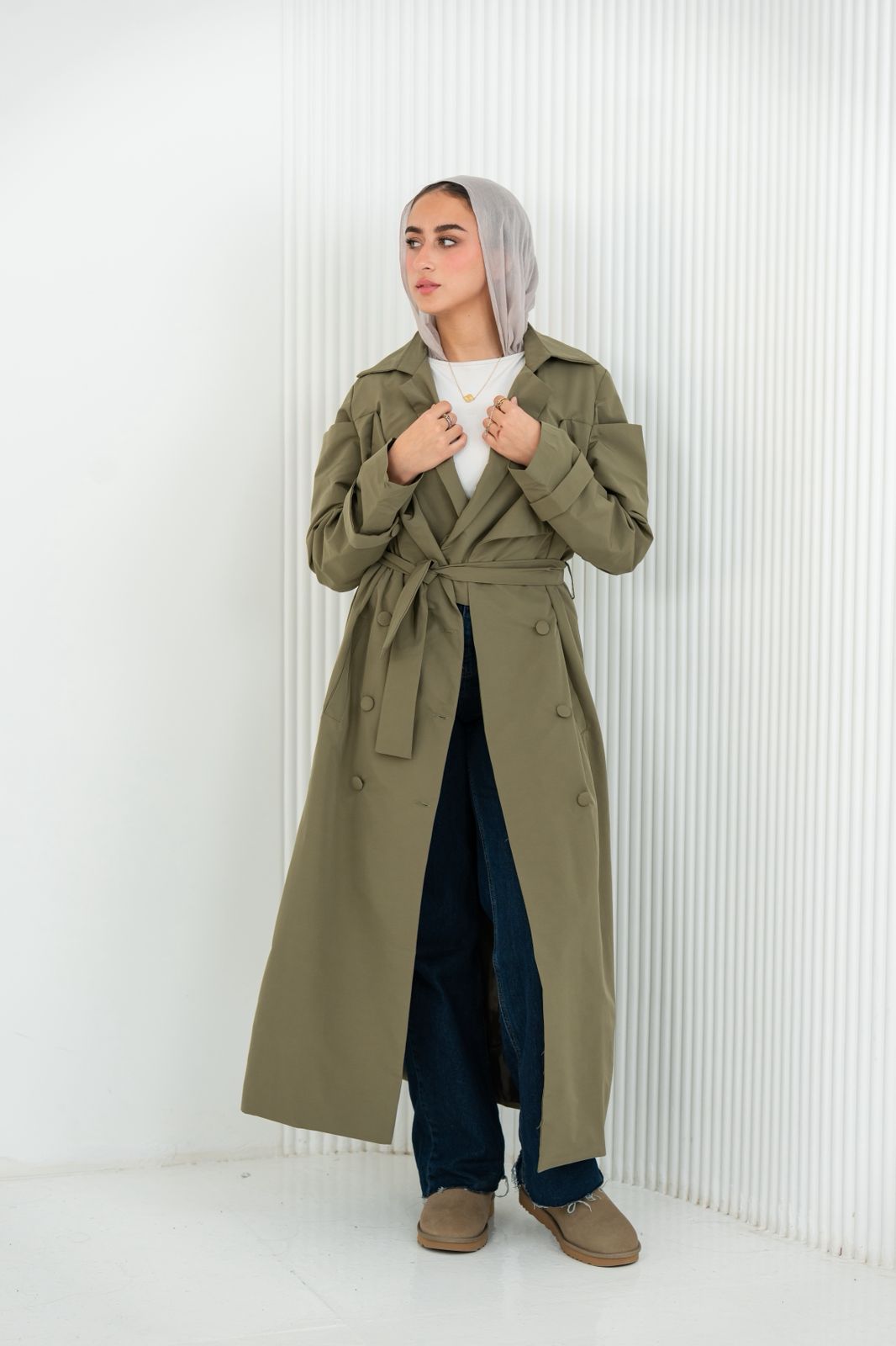 Diva Trench Coat in Olive