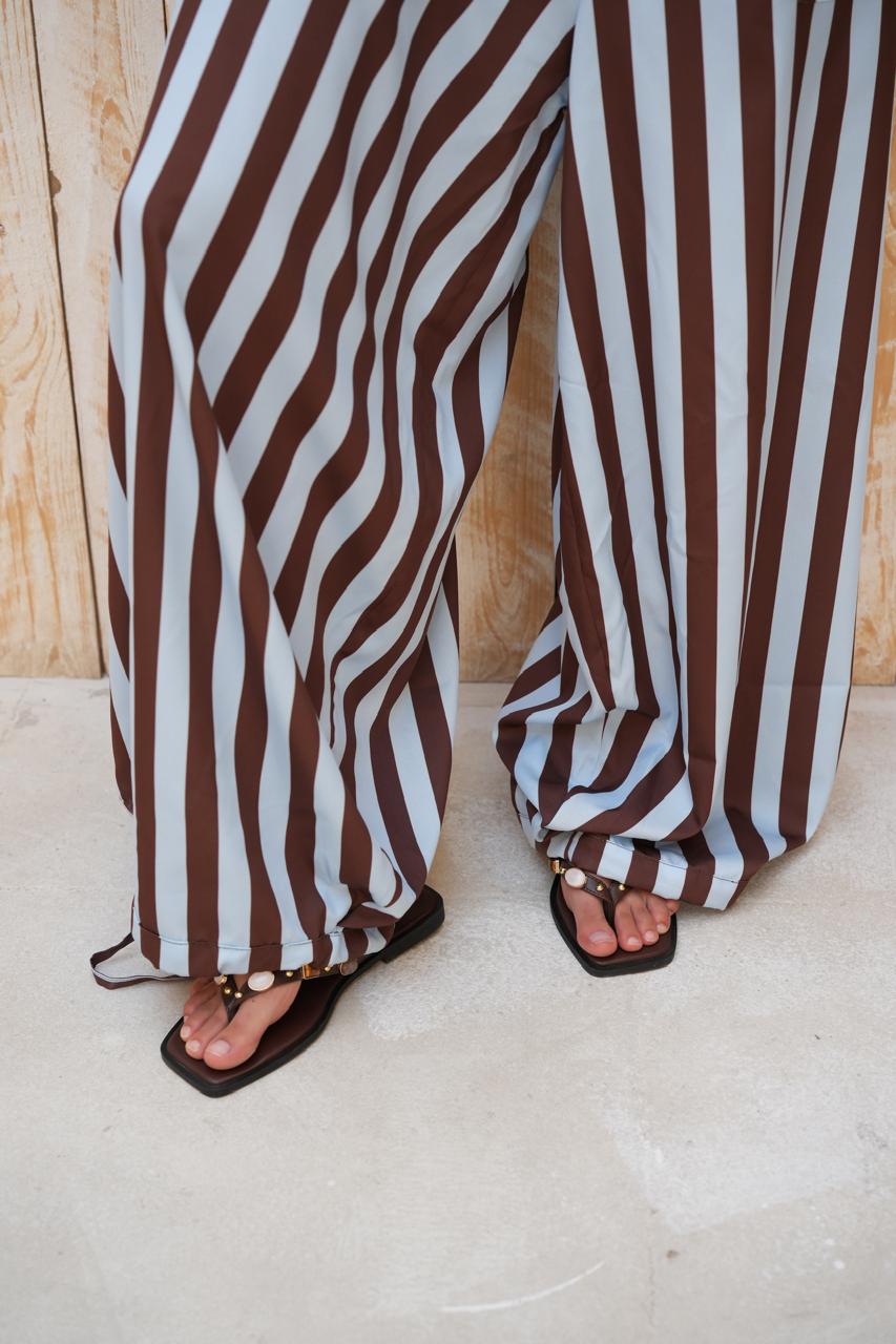 Capri stripe pants ( BLUE* BROWN)