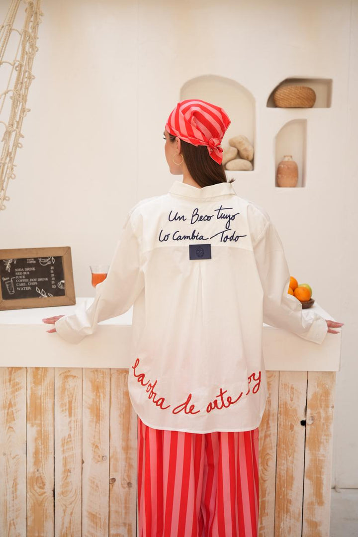 White embroidered Amor shirt