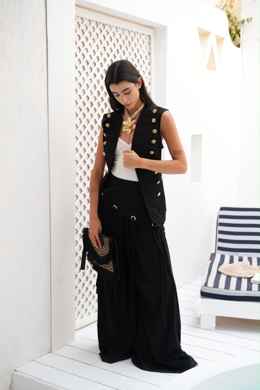 Riviera black gabardeen vest