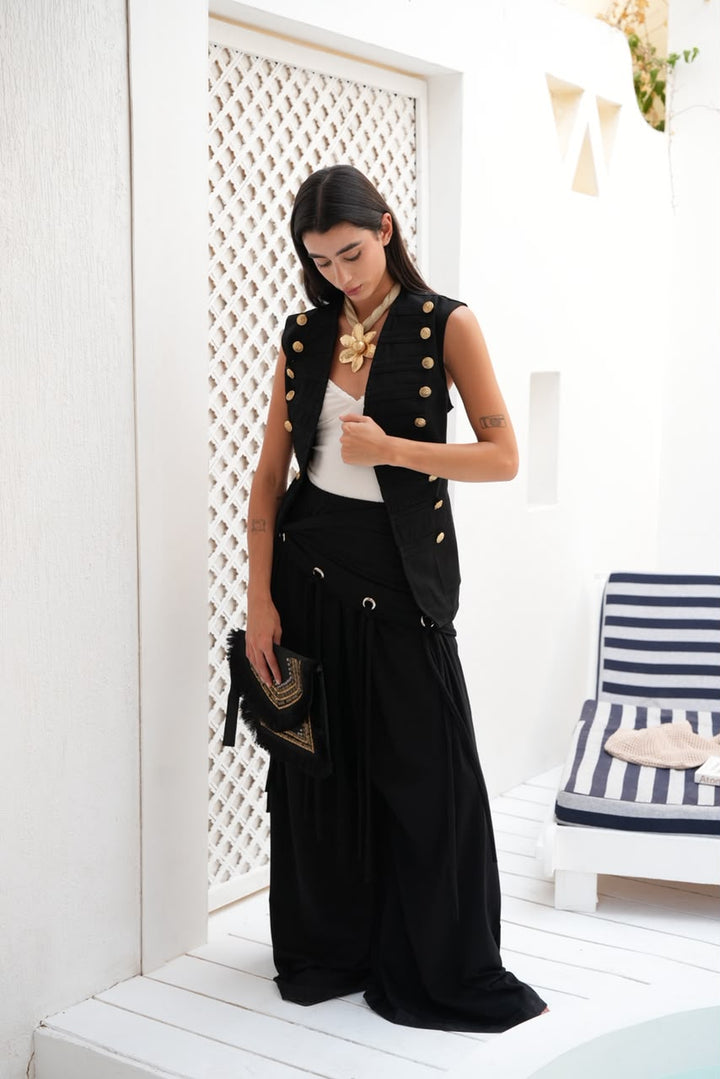 Riviera black gabardeen vest