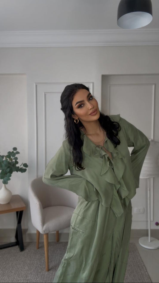 Mint ruffled sherwal set