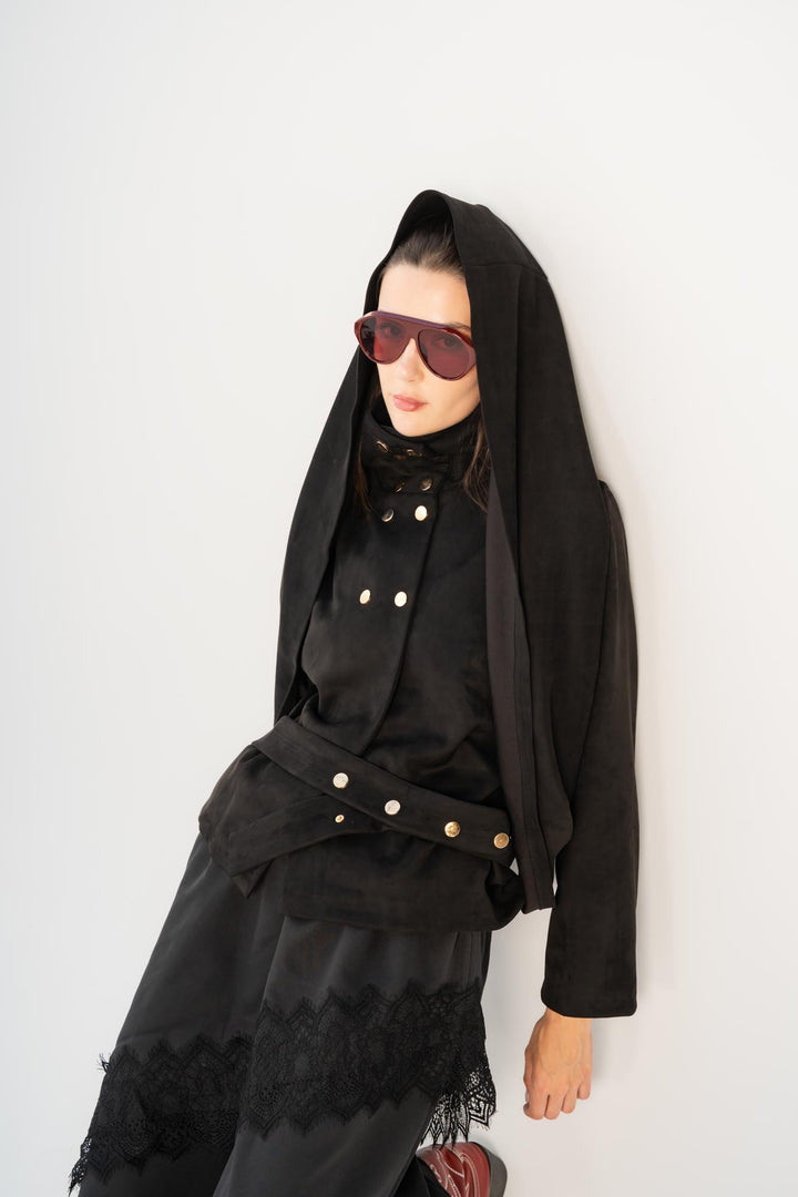 Black Milan draped jacket