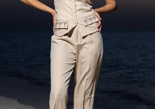 Beige Formal Pants