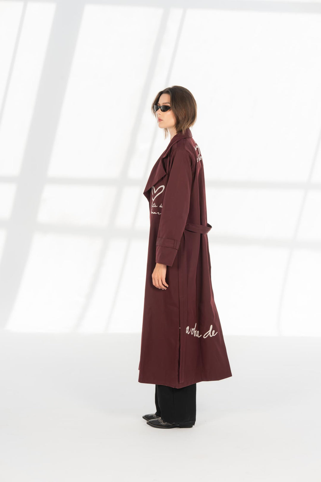 Burgundy longline Amor coat