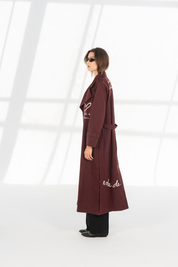 Burgundy longline Amor coat