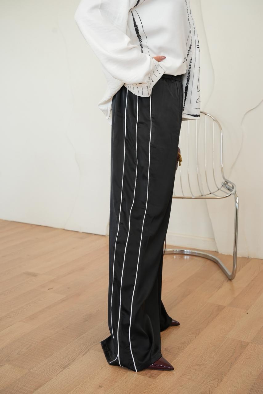 Black Vela satin pants