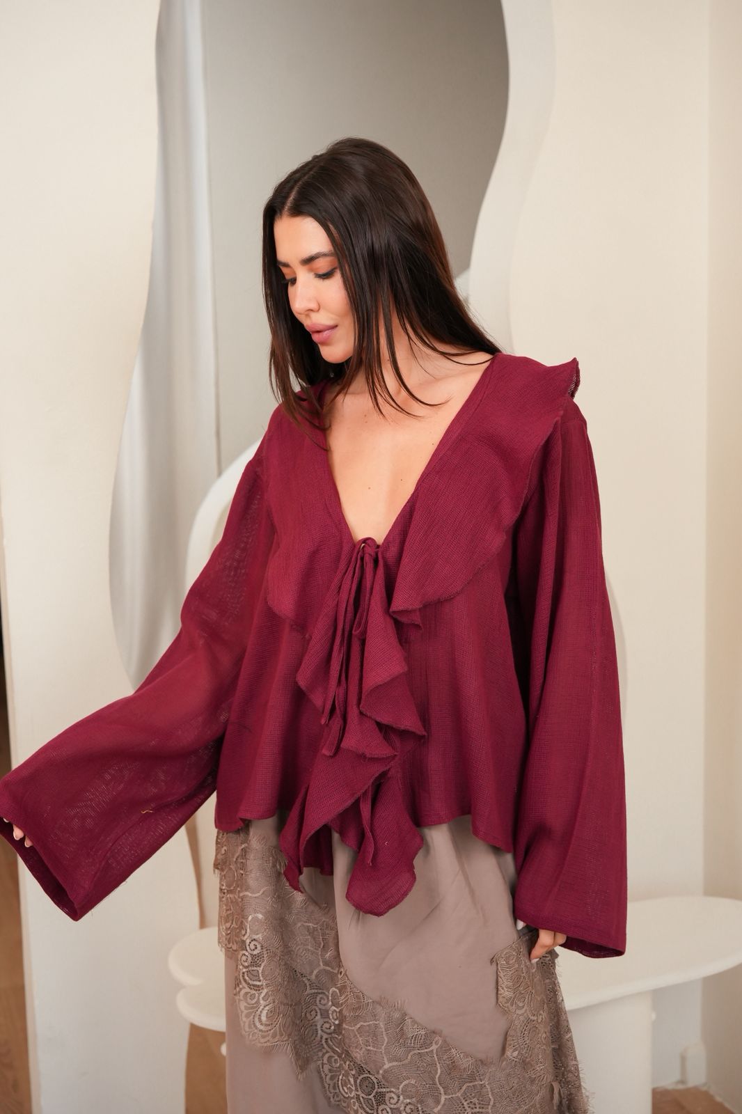 Burgundy Amelie blouse