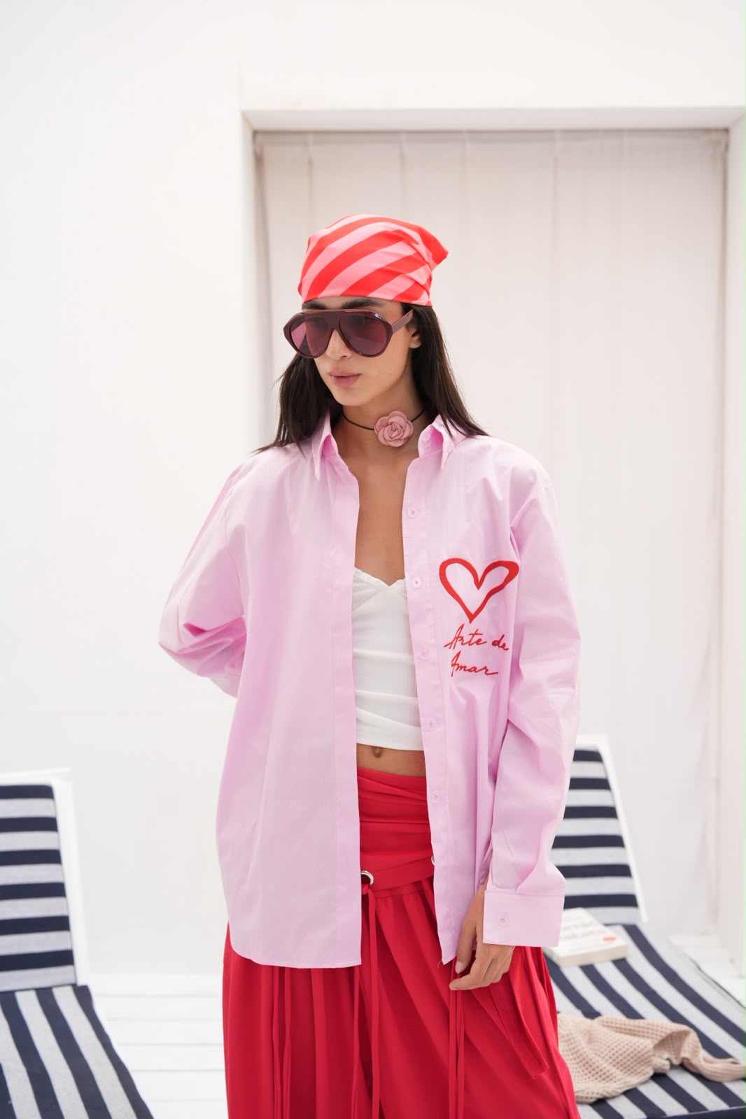 Pink embroidered Amor shirt